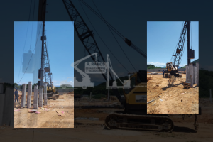 Bate estaca trabalhando em Estaca pré-moldada